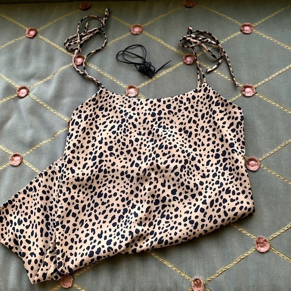 Audrey 3+1 Dress Slip Tunic Animal Print Tie Straps Y2K (S) - Picture 3 of 5